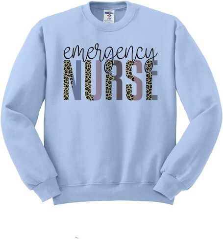 TeesAndTankYou Emergency Nurse Leopard Print Sweatshirt Unisex in Kuwait