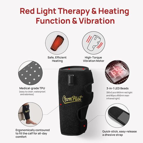 Red Light Therapy Pad for Calf, Vibrating Massage Heating for Leg, Infrared Light Therapy Wraps, Adjustable Power and Modes, Perfect for Office, Home, and Post-Workout Use(Black) in Saudi Arabia