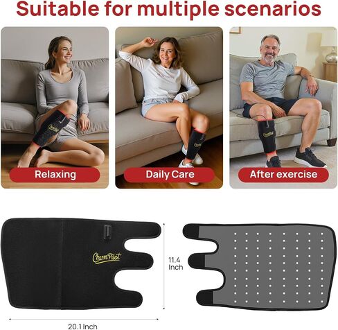 Red Light Therapy Pad for Calf, Vibrating Massage Heating for Leg, Infrared Light Therapy Wraps, Adjustable Power and Modes, Perfect for Office, Home, and Post-Workout Use(Black) in Saudi Arabia