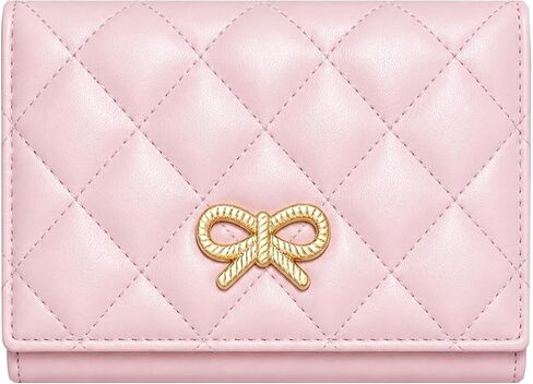 Sunwel Fashion Quilted Wallets Girls Cute Coquette Bow Small Wallet Card Holder ID Window Purse for Women (BLACK) in Saudi Arabia