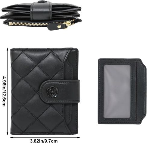Honbay 1Pack Elegance Small Leather Wallet Fashion RFID Blocking Bifold Purse Compact Transparent Window Card Holder for Credit Card, Bills, Driving Licence (Black) in Saudi Arabia