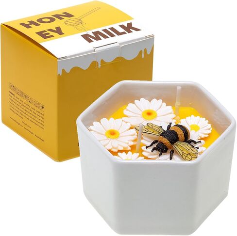 Honey Scented Candle Gift for Women, 5.6 oz Natural Beeswax Candle with Bee & Daisy Decor, Cute Housewarming Birthday Gifts for Mom, Sister, Grandma, Teacher in Saudi Arabia