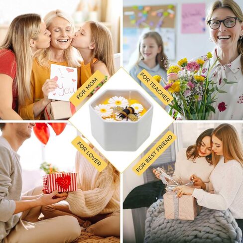 Honey Scented Candle Gift for Women, 5.6 oz Natural Beeswax Candle with Bee & Daisy Decor, Cute Housewarming Birthday Gifts for Mom, Sister, Grandma, Teacher in Saudi Arabia
