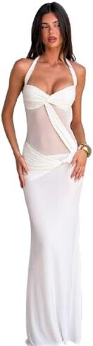 Tiger Mist Women's Daphnia Halter Neck Cut Out Backless Maxi Dress in Saudi Arabia