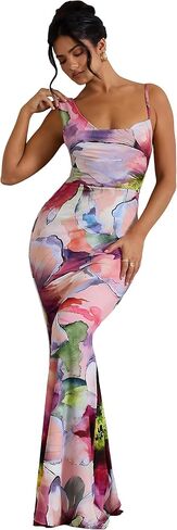 Bodycon Dresses for Women Strap Cowl Neck Backless Floral Party Maxi Dress in Saudi Arabia