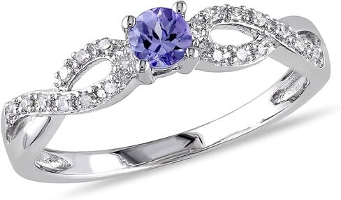 1/6 Carat (ctw) Tanzanite Infinity Ring in Sterling Silver with Accent Diamonds in Saudi Arabia
