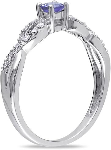 1/6 Carat (ctw) Tanzanite Infinity Ring in Sterling Silver with Accent Diamonds in Saudi Arabia