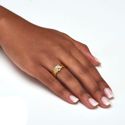 Palm Beach Jewelry PalmBeach Yellow Gold-Plated Round Cubic Zirconia Puzzle Ring Sizes 5-10 in Kuwait