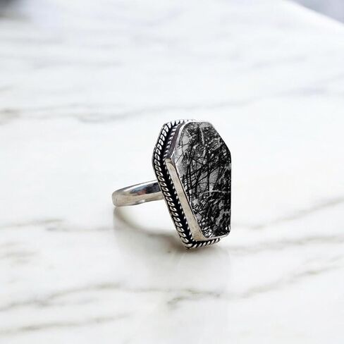 925 Sterling Silver Handmade Coffin Shape Designer Statement Ring For Women By Silverekh in Kuwait