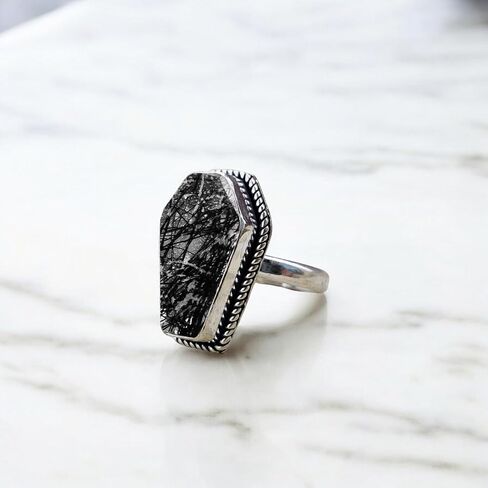 925 Sterling Silver Handmade Coffin Shape Designer Statement Ring For Women By Silverekh in Kuwait