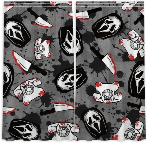Funnytree Fright Call Window Curtains Horror Film Drapes Bedroom Home Room Decor Durable Fabric Machine Washable 82" X 84" SC00412-013 in Kuwait