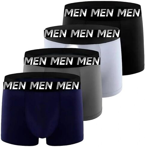 Men's Underwear Boxer Briefs Anti-Chafing Elastic Waisted Soft Stretch Comfortable Underwear for Men 4 Pcs in Kuwait