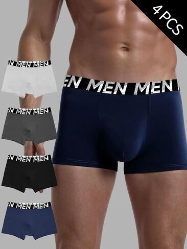 Men's Underwear Boxer Briefs Anti-Chafing Elastic Waisted Soft Stretch Comfortable Underwear for Men 4 Pcs in Kuwait