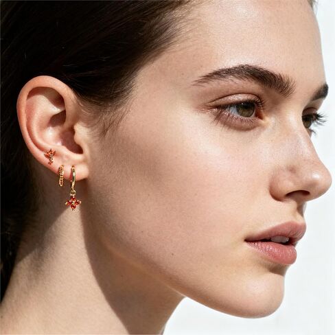 3Pcs Orange Gold Huggies Earrings Square Flower Rhinestone Fall Single Mix Match Stacks Earrings For Women Non Tarnish Mini Hoop Studs Dainty Earring Sets Thanksgiving Birthday Trendy Jewelry Gift in Saudi Arabia