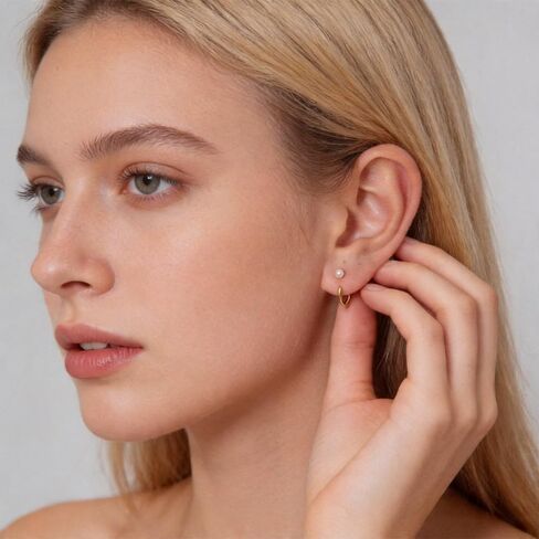 Backless Earrings for Women Half Hoop No Back Tiny Twist Lightweight Pearl Star Moon Heart Bow Turquoise Earrings Poke Free Stay Close Earring Minimalist Half Hoop Jewelry Gift Cartilage Comfort Fit Sleep Jewelry in Kuwait