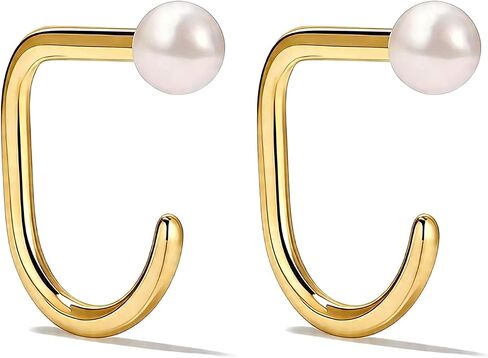 Backless Earrings for Women Half Hoop No Back Tiny Twist Lightweight Pearl Star Moon Heart Bow Turquoise Earrings Poke Free Stay Close Earring Minimalist Half Hoop Jewelry Gift Cartilage Comfort Fit Sleep Jewelry in Kuwait