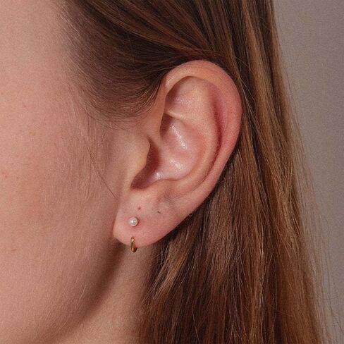 Backless Earrings for Women Half Hoop No Back Tiny Twist Lightweight Pearl Star Moon Heart Bow Turquoise Earrings Poke Free Stay Close Earring Minimalist Half Hoop Jewelry Gift Cartilage Comfort Fit Sleep Jewelry in Kuwait