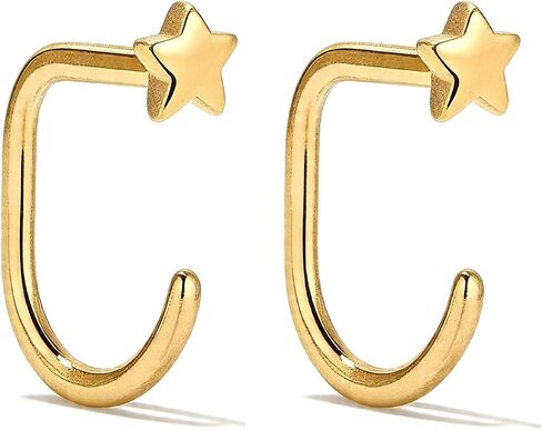 Backless Earrings for Women Half Hoop No Back Tiny Twist Lightweight Pearl Star Moon Heart Bow Turquoise Earrings Poke Free Stay Close Earring Minimalist Half Hoop Jewelry Gift Cartilage Comfort Fit Sleep Jewelry in Kuwait