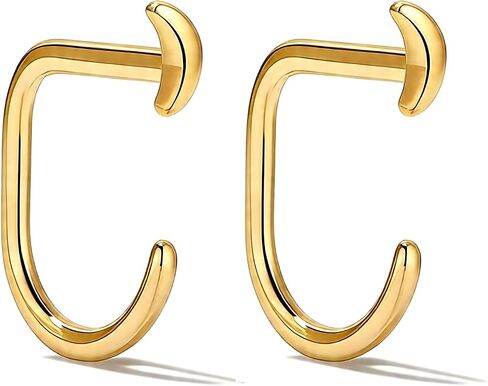 Backless Earrings for Women Half Hoop No Back Tiny Twist Lightweight Pearl Star Moon Heart Bow Turquoise Earrings Poke Free Stay Close Earring Minimalist Half Hoop Jewelry Gift Cartilage Comfort Fit Sleep Jewelry in Kuwait