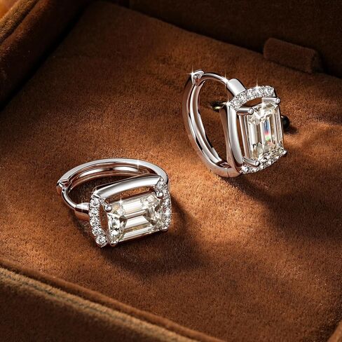 1CT الزمرد مويسانيتي هوب الأقراط، D اللون 5x7mm الزمرد قطع مويسانيتي، 14K الذهب شغل الأقراط الصغيرة هوب مجوهرات تألق للنساء زوجة أمي هدايا عيد ميلاد الذكرى in Kuwait