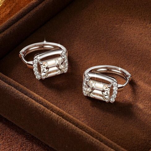 1CT الزمرد مويسانيتي هوب الأقراط، D اللون 5x7mm الزمرد قطع مويسانيتي، 14K الذهب شغل الأقراط الصغيرة هوب مجوهرات تألق للنساء زوجة أمي هدايا عيد ميلاد الذكرى in Kuwait