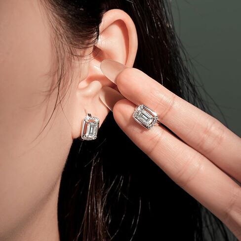 1CT الزمرد مويسانيتي هوب الأقراط، D اللون 5x7mm الزمرد قطع مويسانيتي، 14K الذهب شغل الأقراط الصغيرة هوب مجوهرات تألق للنساء زوجة أمي هدايا عيد ميلاد الذكرى in Kuwait