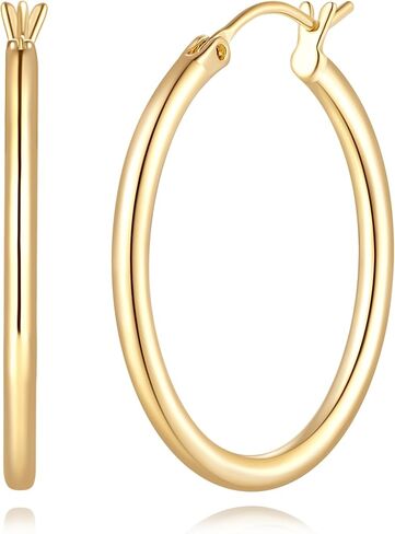14K Gold Earrings for Women 14K Gold Hoop Earrings for Women Gold Hoop Earring for Womens Hoops Sleek Thin Silhouette with Modern Simplicity Hoops Earring for Womens 12/14/16/18/20/25/30mm in Saudi Arabia