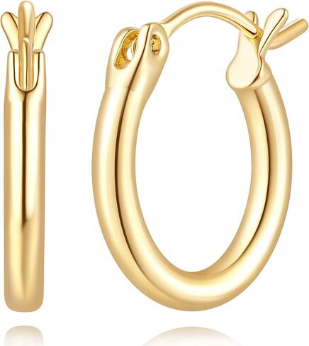 14K Gold Earrings for Women 14K Gold Hoop Earrings for Women Gold Hoop Earring for Womens Hoops Sleek Thin Silhouette with Modern Simplicity Hoops Earring for Womens 12/14/16/18/20/25/30mm in Kuwait