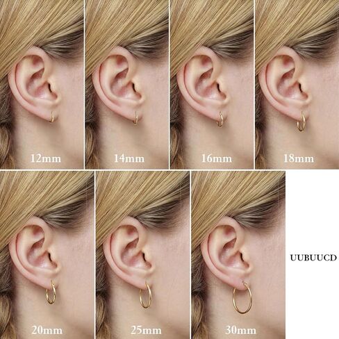 14K Gold Earrings for Women 14K Gold Hoop Earrings for Women Gold Hoop Earring for Womens Hoops Sleek Thin Silhouette with Modern Simplicity Hoops Earring for Womens 12/14/16/18/20/25/30mm in Kuwait