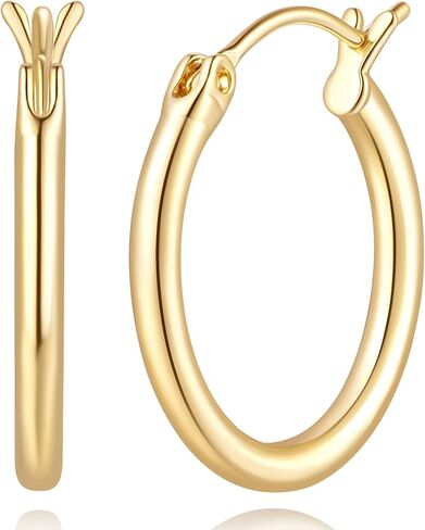 14K Gold Earrings for Women 14K Gold Hoop Earrings for Women Gold Hoop Earring for Womens Hoops Sleek Thin Silhouette with Modern Simplicity Hoops Earring for Womens 12/14/16/18/20/25/30mm in Kuwait