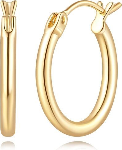 14K Gold Earrings for Women 14K Gold Hoop Earrings for Women Gold Hoop Earring for Womens Hoops Sleek Thin Silhouette with Modern Simplicity Hoops Earring for Womens 12/14/16/18/20/25/30mm in Kuwait