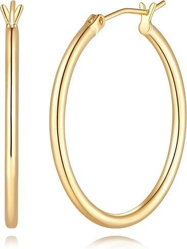 14K Gold Earrings for Women 14K Gold Hoop Earrings for Women Gold Hoop Earring for Womens Hoops Sleek Thin Silhouette with Modern Simplicity Hoops Earring for Womens 12/14/16/18/20/25/30mm in Kuwait
