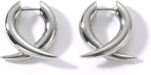 Premium Quality | Platinum Electroplated Spike | Horn Hoop Earrings For Women | 925 Sterling Silver Post | Edgy and Elegant | Pump Up The Gem | US Brand | in Saudi Arabia