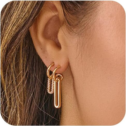 أقراط متدلية للنساء من Dainty CZ Triple Huggie حلق مسمار عصري مشبك ورق زهرة عين الشر متدلية حلق هيبوالرجينيك بيان قطرة Huggie أقراط للنساء مجوهرات ذهبية in Kuwait