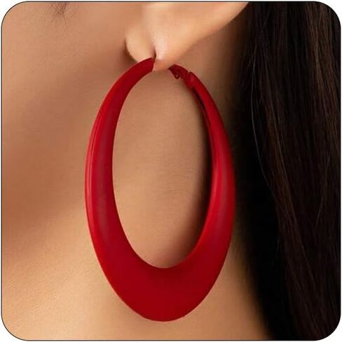 Neon Large Hoop Earrings for Women 80s 90s Colorful Chunky Hoop Earrings Hot Pink Black Red White Statement Earrings for Glow Party Outfits Y2k Jewelry Accessories in Kuwait