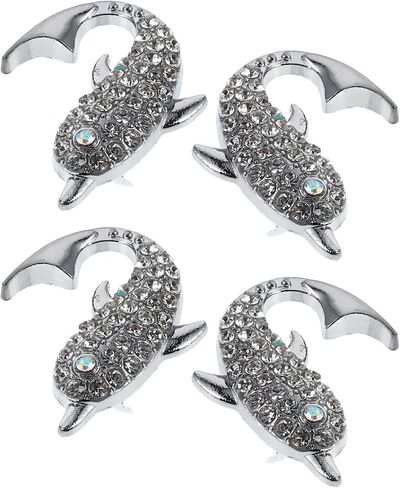 4pcs Metallic Dolphin-Shaped Drawer Pull Handles with Screws, Nautical Ocean Theme Room Furniture Knobs for Cupboard Wardrobe Cabinet Drawers in Kuwait