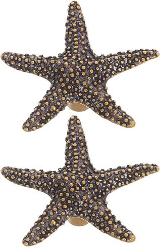 KALLORY Star-Shaped Wardrobe Handle and Cabinet Drawer Pull, Antique Brass Finish, 2pcs Set, Nautical ’ Room Decor for Nursery Dresser and Cupboard in Kuwait