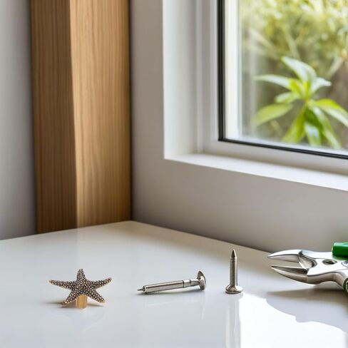 KALLORY Star-Shaped Wardrobe Handle and Cabinet Drawer Pull, Antique Brass Finish, 2pcs Set, Nautical ’ Room Decor for Nursery Dresser and Cupboard in Kuwait