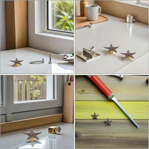 KALLORY Star-Shaped Wardrobe Handle and Cabinet Drawer Pull, Antique Brass Finish, 2pcs Set, Nautical ’ Room Decor for Nursery Dresser and Cupboard in Kuwait