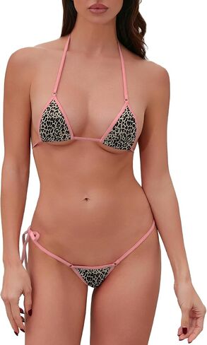 Dadress Mini Bikini Set 2 Piece Leopard Print Swimwear G-String Bottom Sexy Swimsuit Micro Seductive Exotic Wear for Women in Saudi Arabia