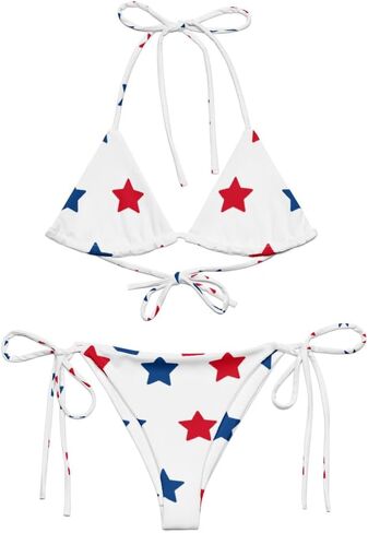 Red White & Blue Stars Patriotic Americana String Bikini for Women & Teens, 4th of July Two-Piece Extended Sizes 2XS - 6XL in Kuwait