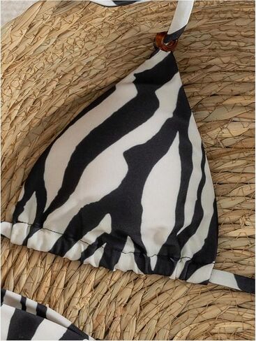 RoseSeek Women's 2 Piece Zebra Striped Bikini Sets Spaghetti Strap Triangle Bikinis Bathing Suits Set in Kuwait