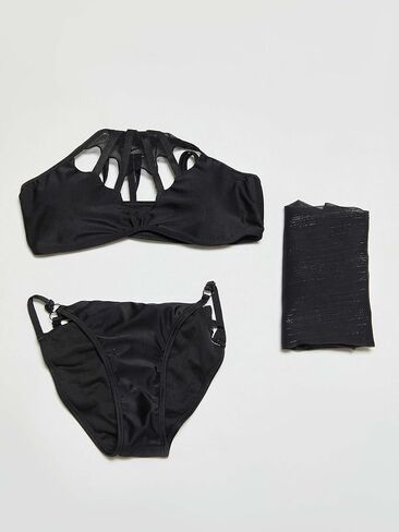 MEOWCOS Goth Bikini Swimsuit Gothic Spider Web Print Halter Bikini Set Bathing Suit for Beach Pool in Kuwait