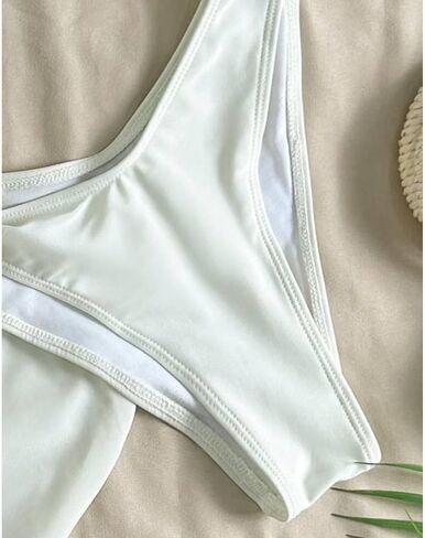 Women' s Underwire 3 Piece Swimsuits with Ruffle Swim Skirt Coverup V High Cut Bikini Metal Charm Bathing Suits in Kuwait