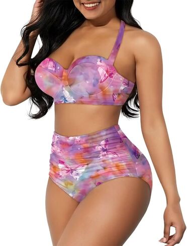 Talayituse Bikini Set for Women Plus Size Two Piece Bathing Suits High Waisted Swimsuit Tummy Control Swimwear Beachwear in Saudi Arabia