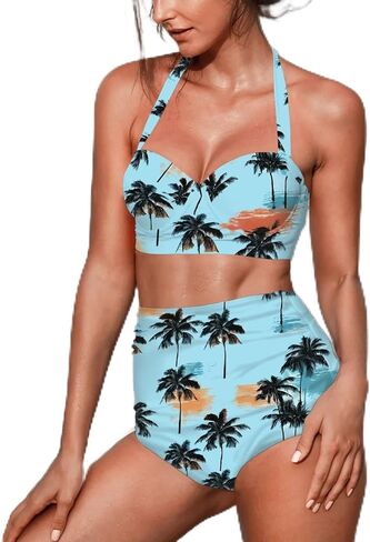 Talayituse Bikini Set for Women Plus Size Two Piece Bathing Suits High Waisted Swimsuit Tummy Control Swimwear Beachwear in Saudi Arabia
