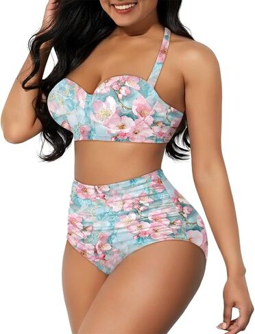 Talayituse Bikini Set for Women Plus Size Two Piece Bathing Suits High Waisted Swimsuit Tummy Control Swimwear Beachwear in Saudi Arabia