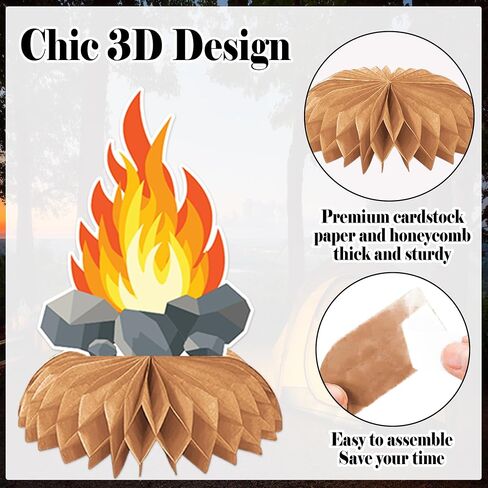Camping Themed Party Decorations Banner - Glitter Welcome to Our Campsite Decoration with Banner Hanging Swirls Honeycomb, Camping Adventure Tent Campfire Party Supplies for Boys Girls Kids in Saudi Arabia