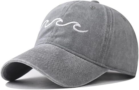 Classic Style Men's Baseball Cap Unisex Baseball Cap Dad Hat Vintage Washed Outdoor Cap,Big Wave Embroidery in Saudi Arabia