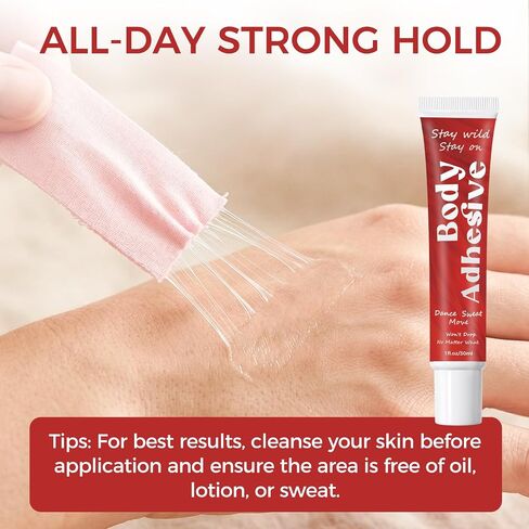 Liquid Body Glue for Clothes,Fashion Glue Tape, Clothing Glue that Holds All Day for Dancers, Women's Bras, Wigs, Stockings, Durable Waterproof Clutch Glue for Skin, Butt, Boob, Shoulder (30ml) in Saudi Arabia